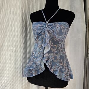 NWT See You Monday Strapless Sheer Open Front Floral Top Size Medium Y2K